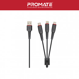 Promate FlexLink-Trio 3-in-1 Universal ExoFlex Charging Cable