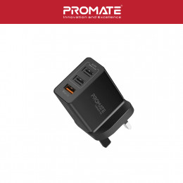 Promate TRIPORT 30W Universal Wall Charger with Qualcomm Quick Charge 3.0