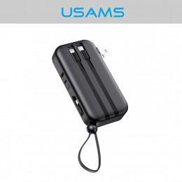 USAMS US CD172 PB63 3IN1 Quick Charge Wall Charger Power Bank With Cables US EU Plug 10000mAh Black