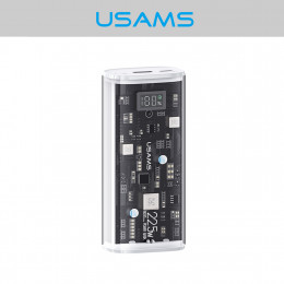 USAMS US CD189 PD20WQC3.0 Dual Port Transparent Digital Display Fast Charging Power Bank  BJ Series 9000mAh White