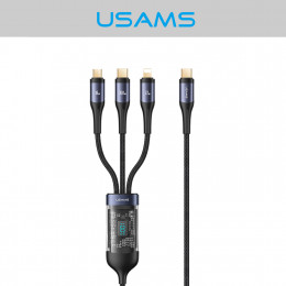 USAMS US SJ600 U83 3IN1 Transparent Digital Display PD100W Fast Charging & Data Cable Black